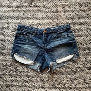 Raw hem denim shorts